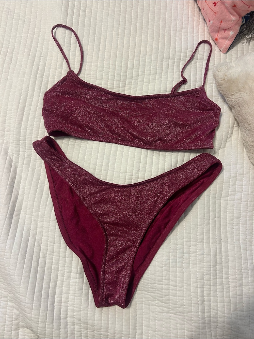 triangl swimwear Shimmery Burgundy Pink Bikini Set